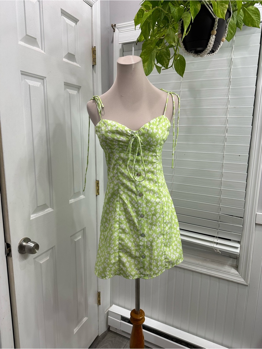 Princess Polly Lime Green Floral Tie-Front Mini Dress